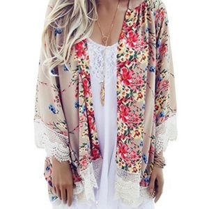 Sheer Floral Printed Kimono